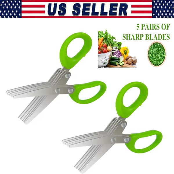 Herb Scissors Set with 5 Blades and Cover - Multipurpose Kitchen Chopping Shear