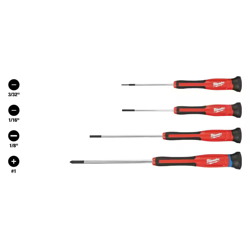 Precision Phillips/Slotted Flat Head Combination Screwdriver Set (4-Piece)