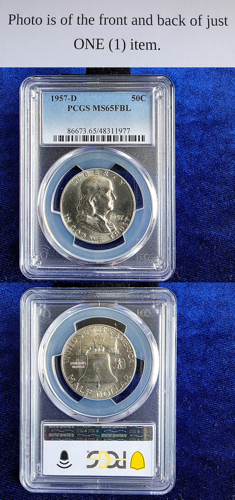 1957-D Franklin Half Dollar PCGS MS65FBL Full Bell Lines