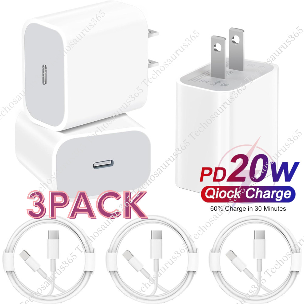 For iPhone 14 13 12 11 Pro XR PD Fast Charger Cord 20W USB-C Power Adapter Block