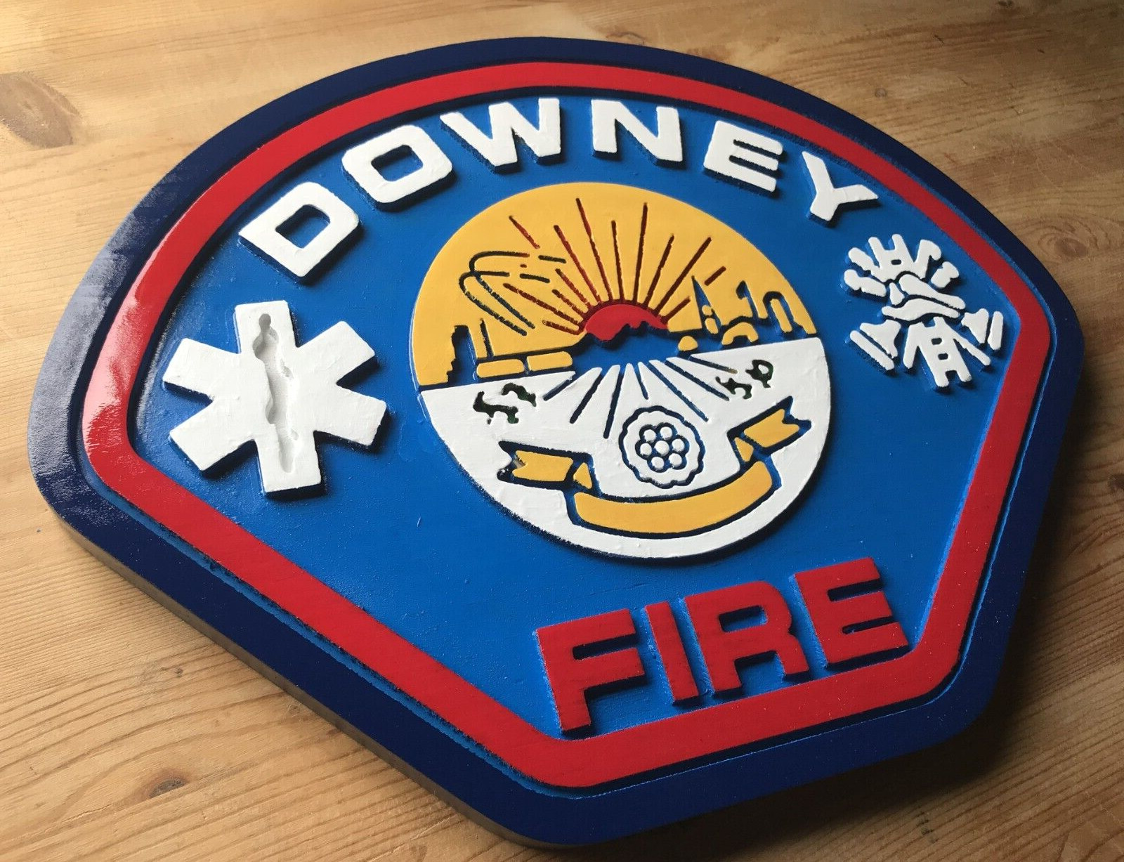 Fire Department Downey 3D routed wood patch plaque sign Custom