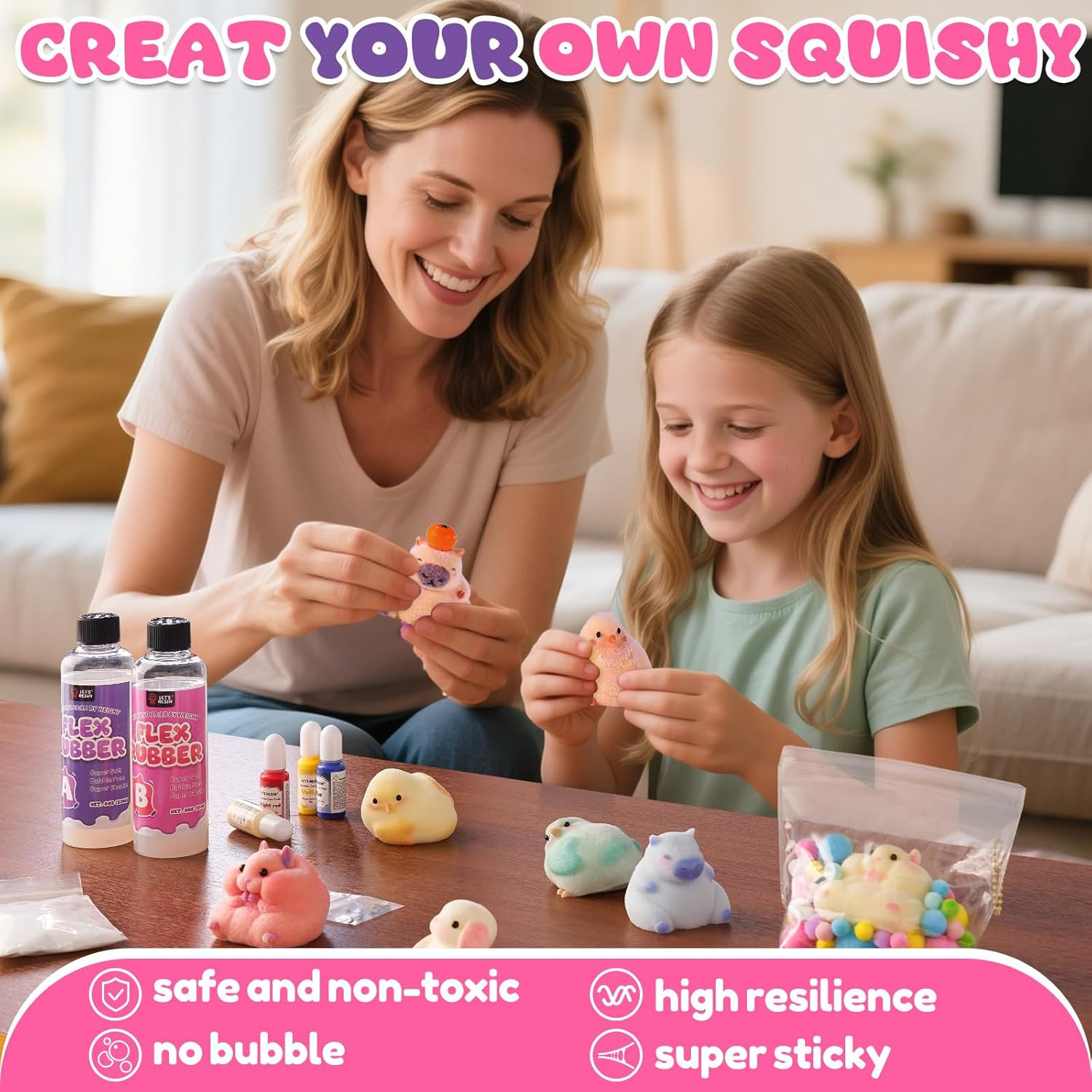 Flex Rubber for Taba Squishy Kit, All-In-One Beginner Kit for Squishy Maker, wit