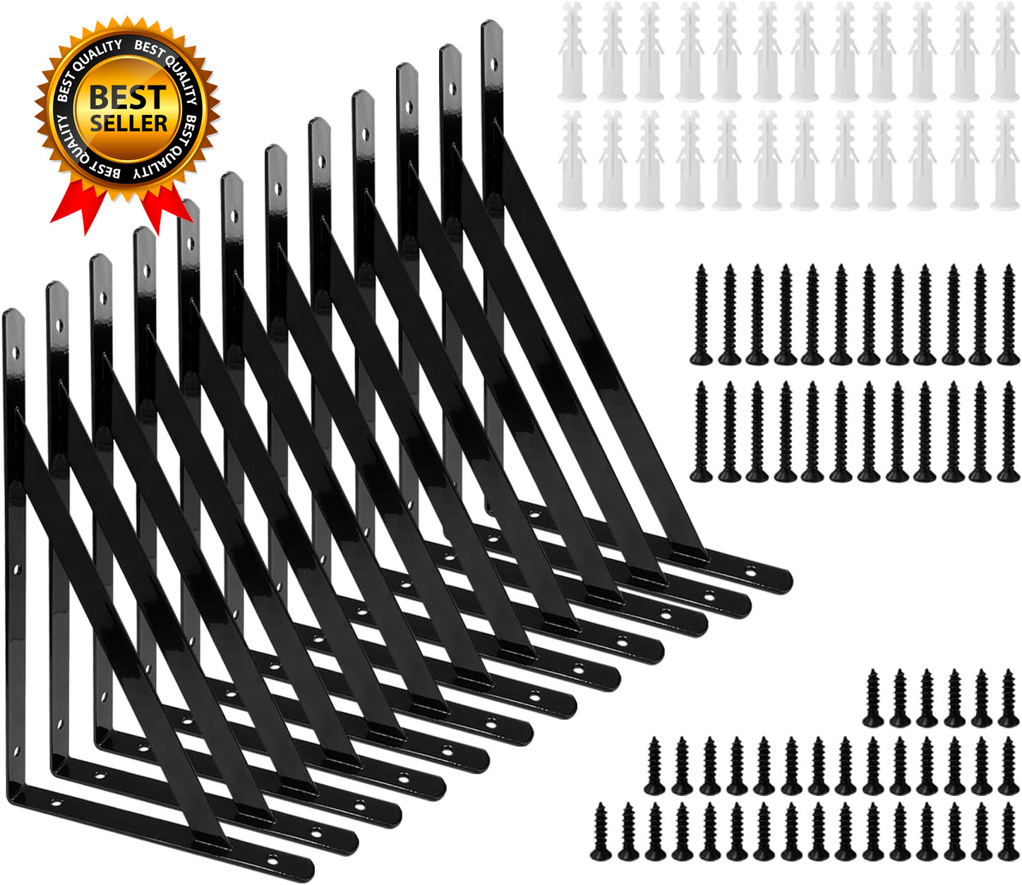 12" X 8" Heavy Duty Shelf Brackets with Screws Metal Shelves Supports Wall Mount