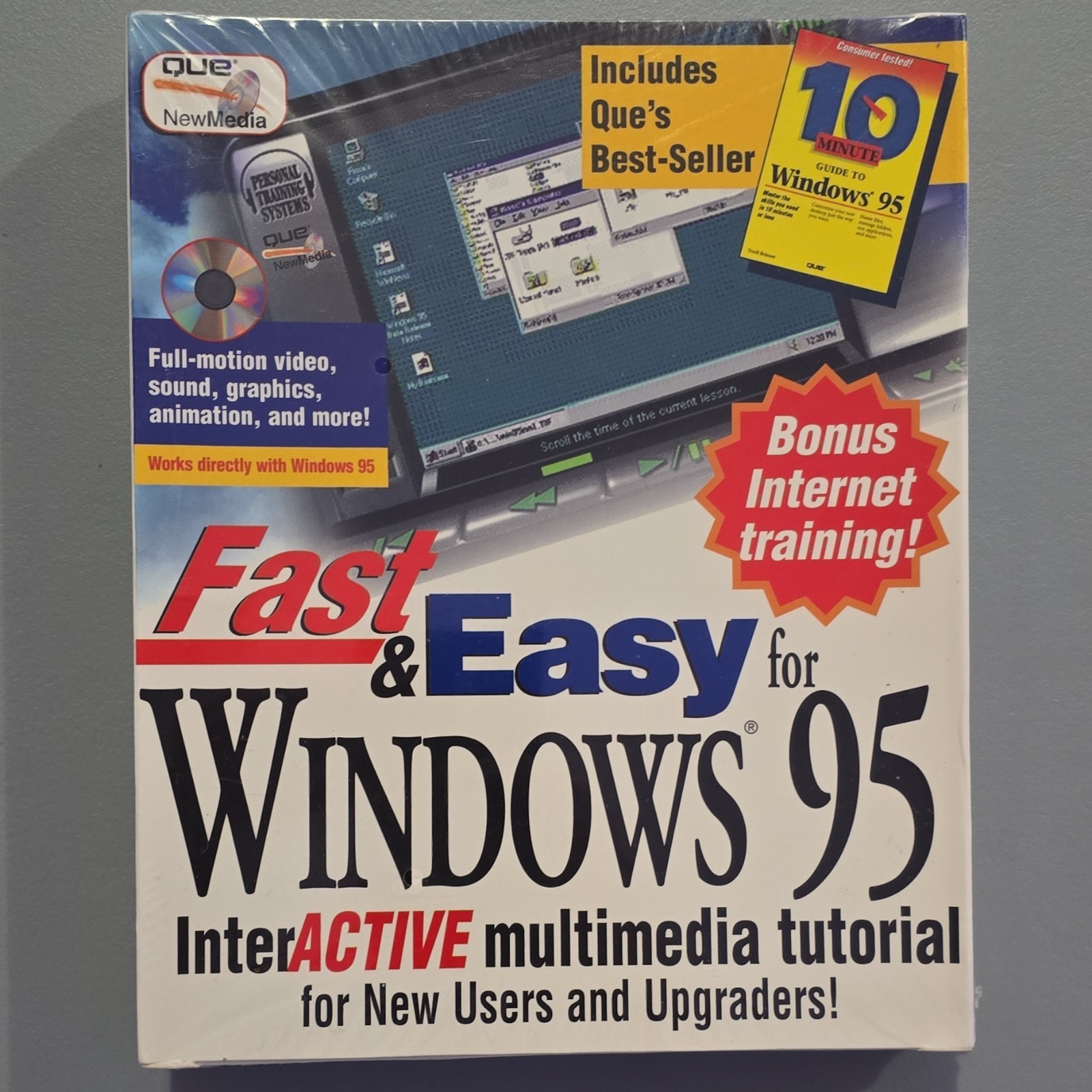 Que NewMedia Fast & Easy for Windows 95 Interactive Multimedia PC CD-ROM - NEW