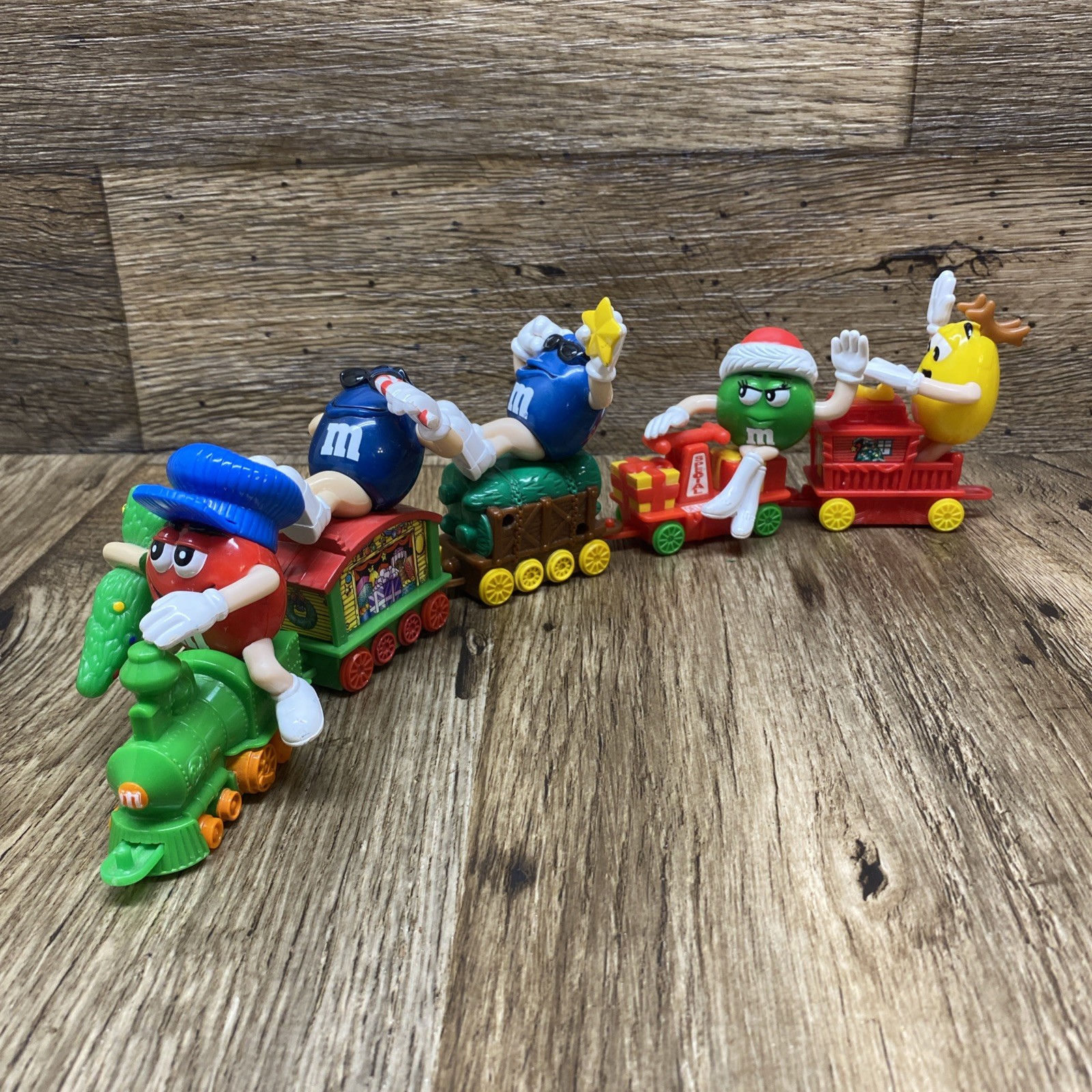 Vintage M&M’s Christmas Train Set of 5 | Series 1, Yellow, Green, 2 Blue, Red
