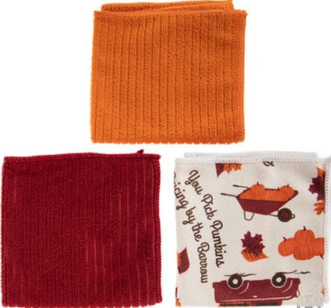 Set of 6 Different Microfiber Kitchen Dishcloths(12"x12")FALL PUMPKINS&TRUCKS,HL