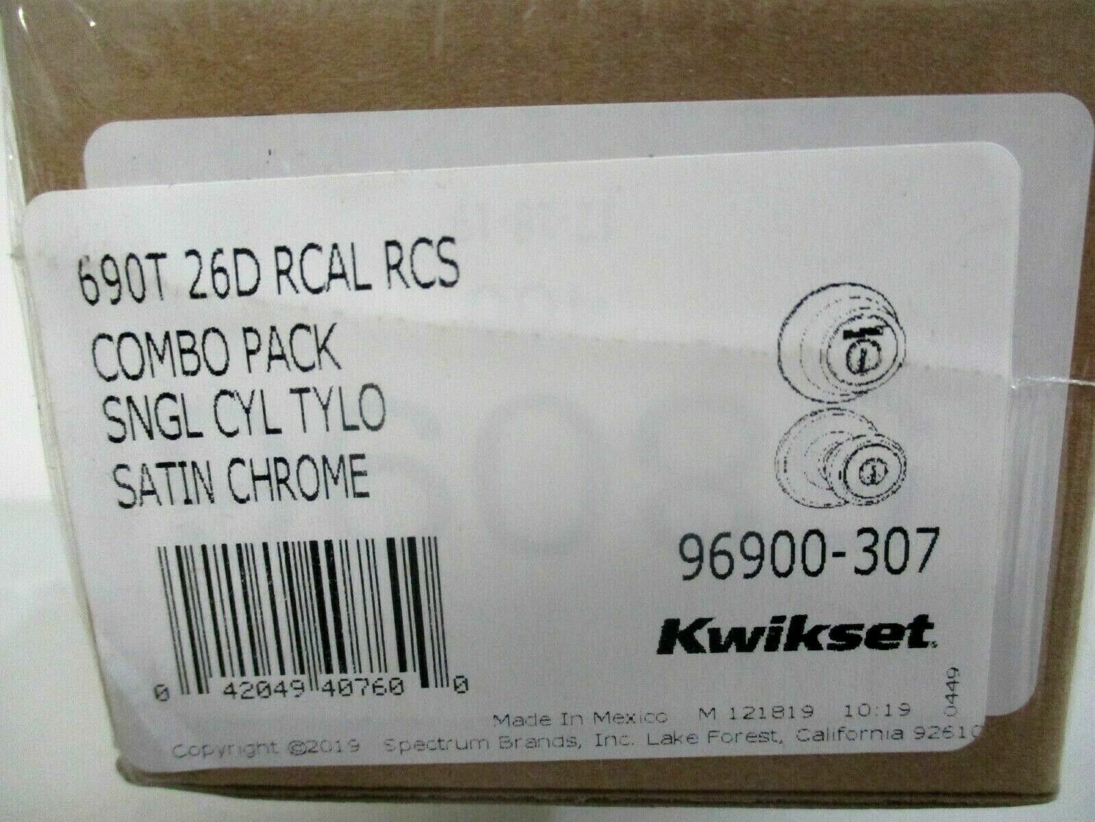 NEW!  Kwikset 690T-26D-RCAL-RCS Tylo Entry/Deadlock Combo Satin Chrome 969-307