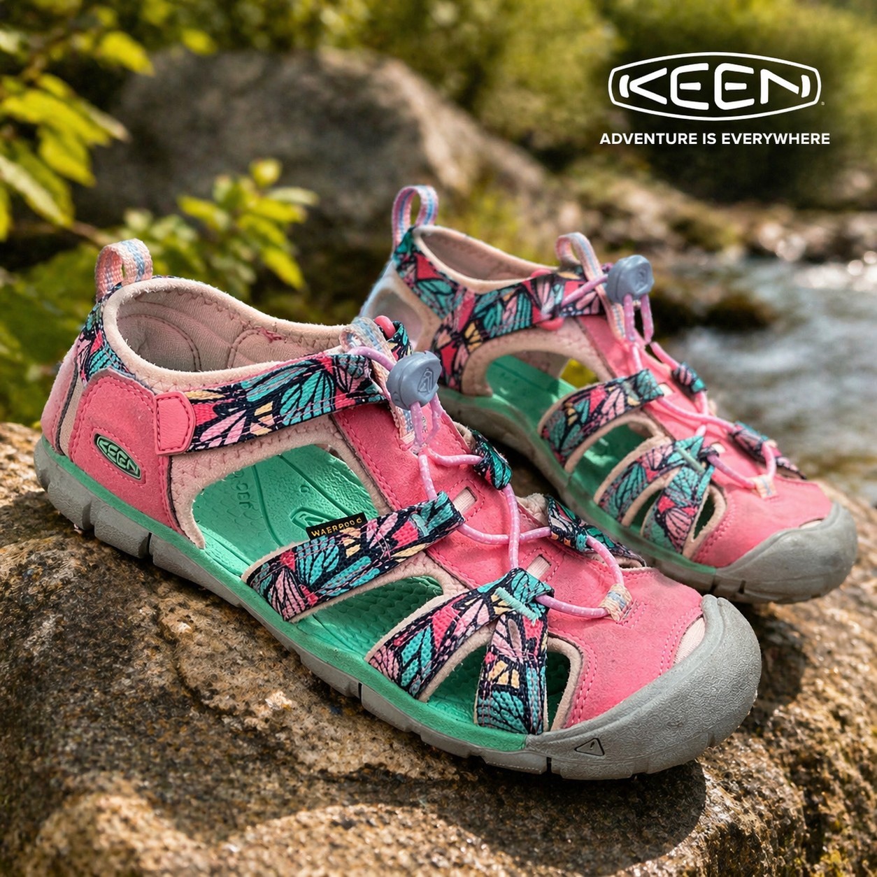 KEEN Seacamp II CNX Sandals Y4  EU36 Pink Multi Water Shoes Outdoor Hiking Beach