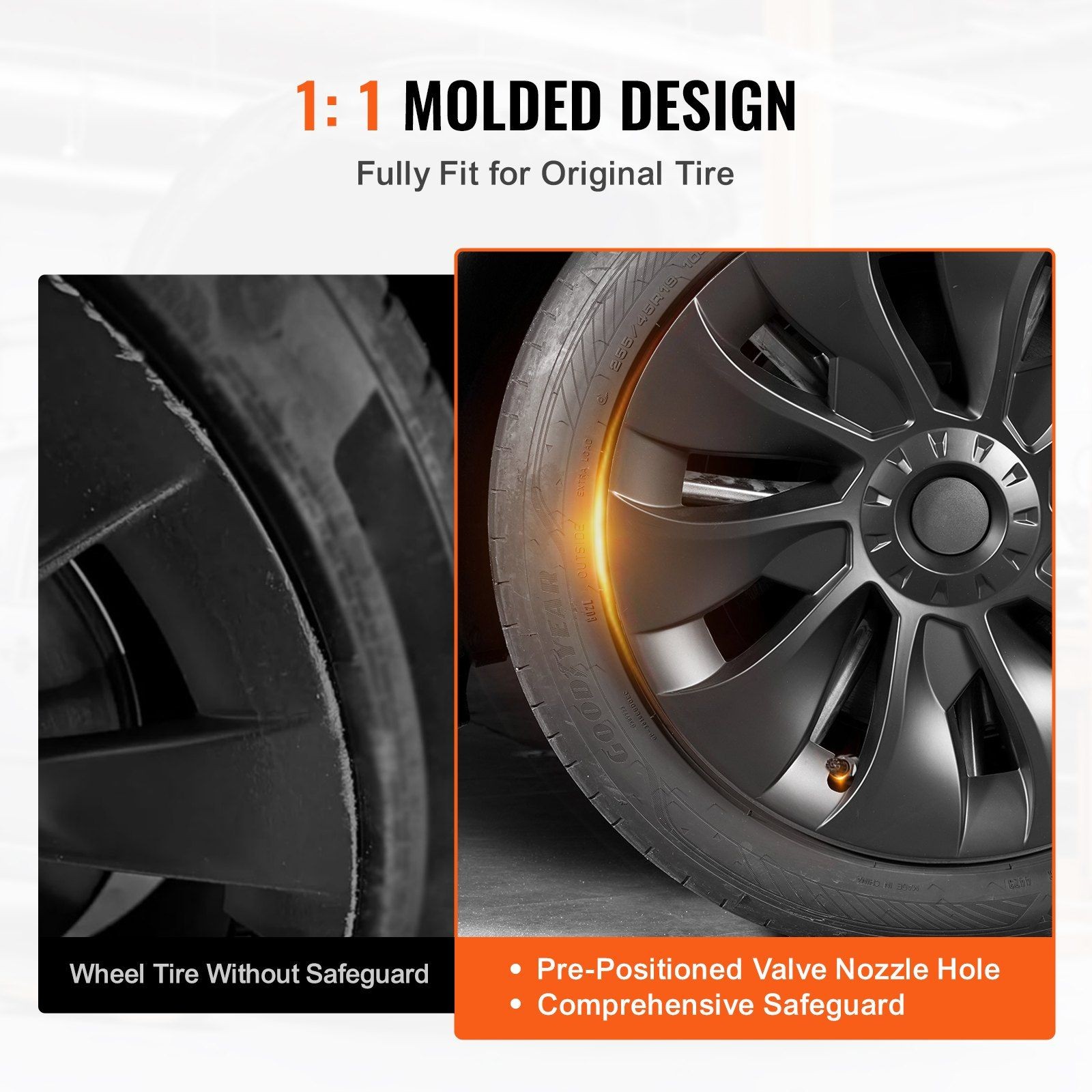 All-Season 18in Wheel Cover for Tesla Model 3 2017-2023 with Open Valve