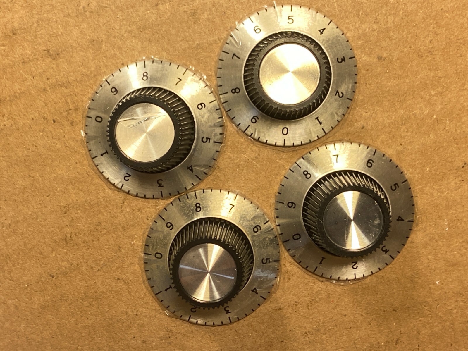 4 New Black & Silver Numbered 1.125" Knobs for Guitar or Amp (Qty Avail)