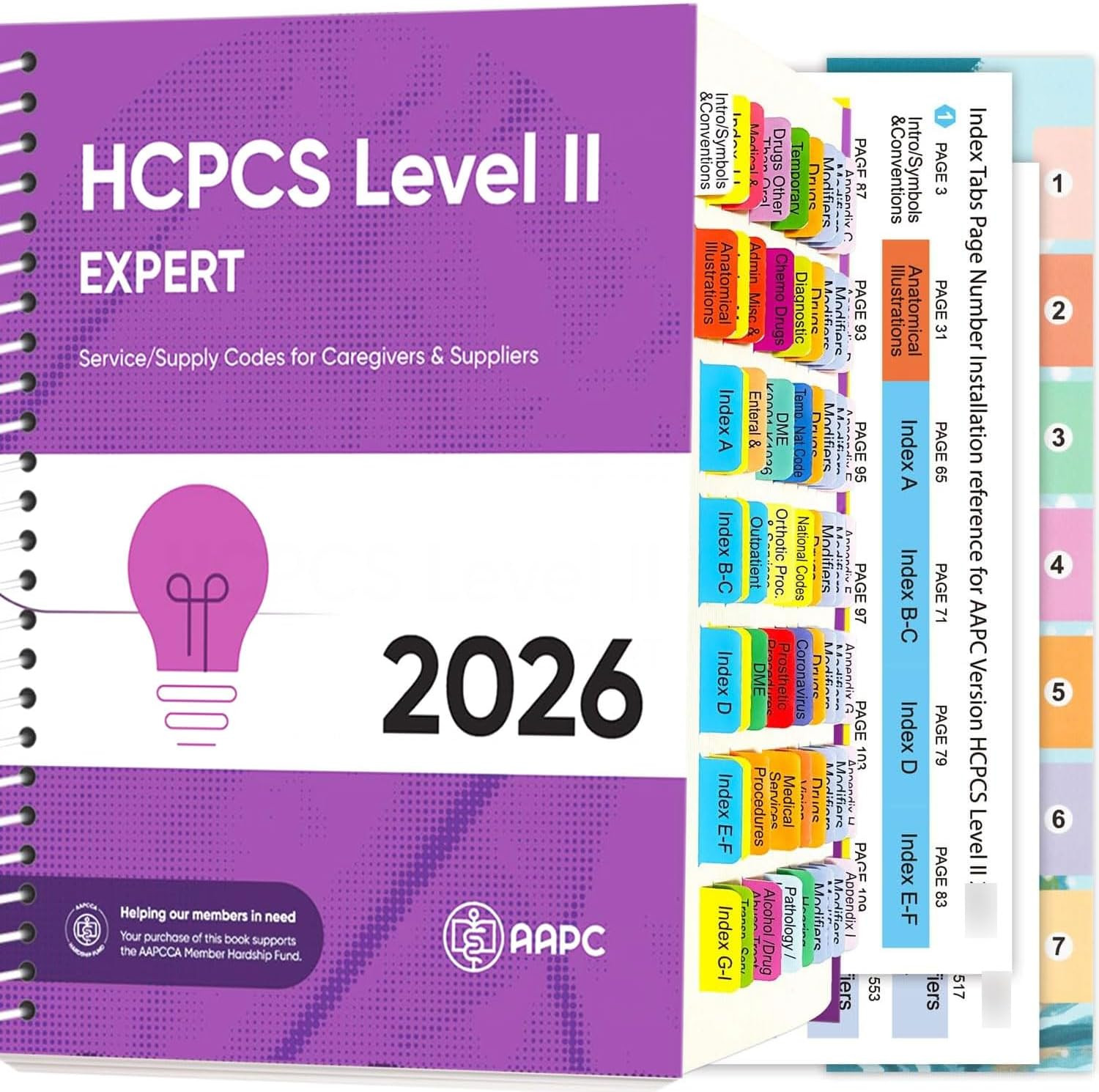 Update Book Tabs for HCPCS Level II Expert 2026 Edition (AAPC), 96 Color-Coded B