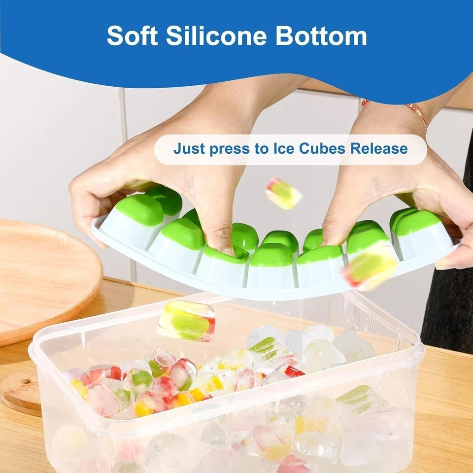 Ice Cube Trays for Freezer with Lids, 4 Pack 56-Cube Stackable Ice Trays, Easy-R