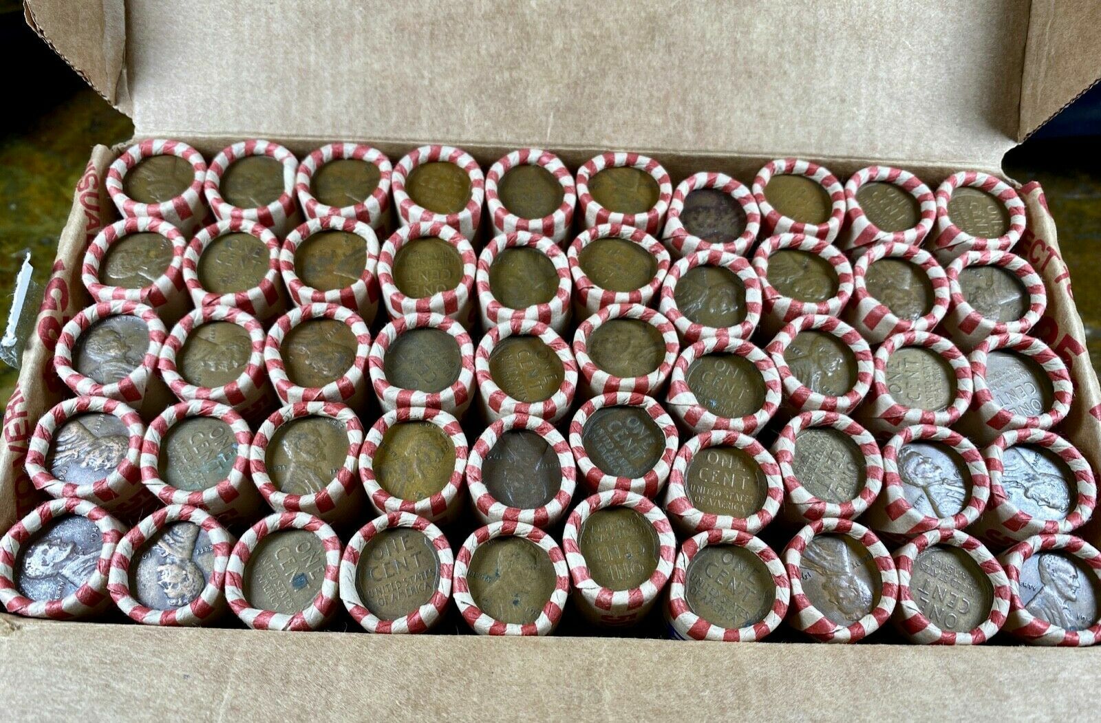 1909-1958 Wheat Cent Penny Roll 50 Coins  READ FIRST  LOT 100 500 1000