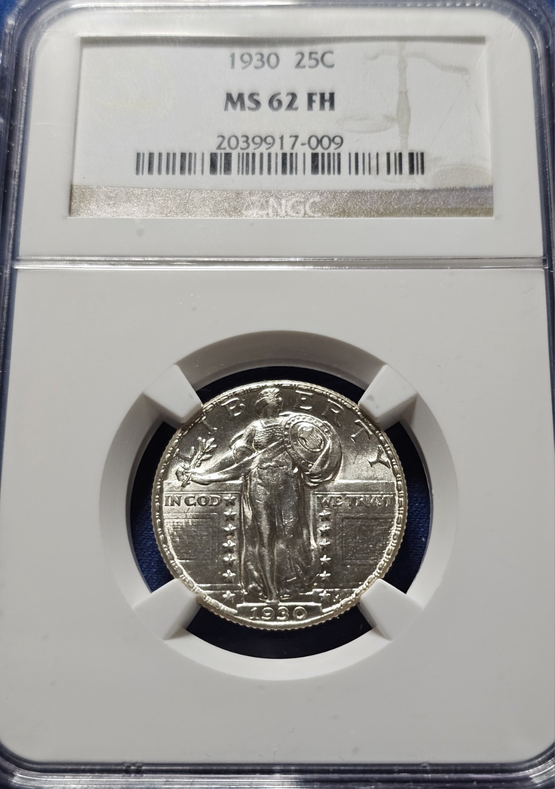 1930 25C Standing Liberty  Full Head MS62FH. Blast White Coin!!!