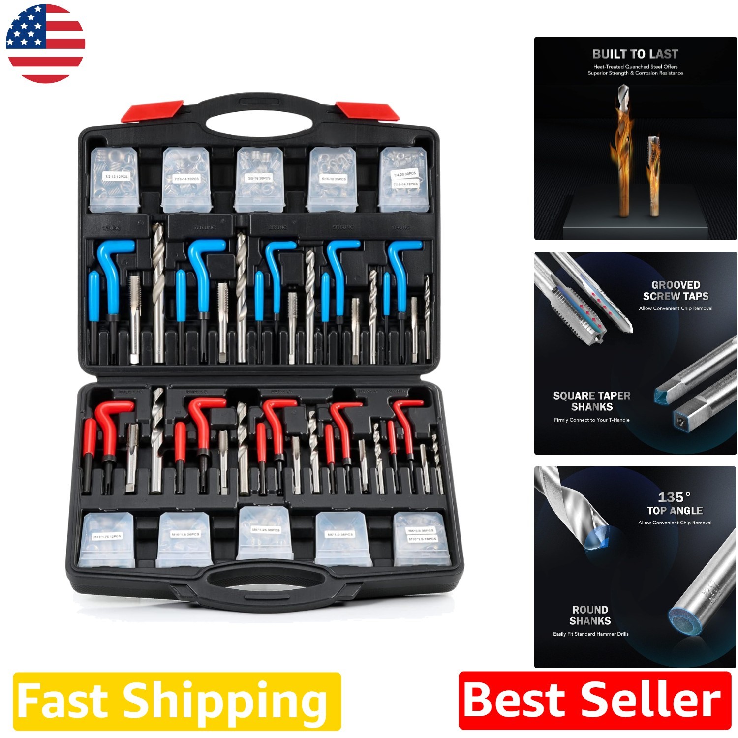 Essential Thread Restorer Kit SAE Metric HSS Drill Tap Inserts 304pcs