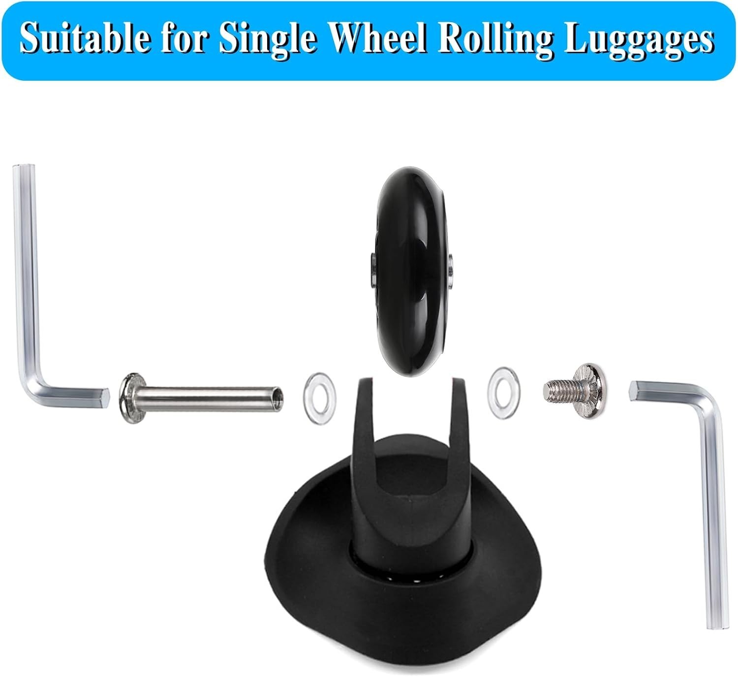 45mm x 18mm Luggage Suitcase Replacement Wheels, Rubber Swivel Caster Wheels ...