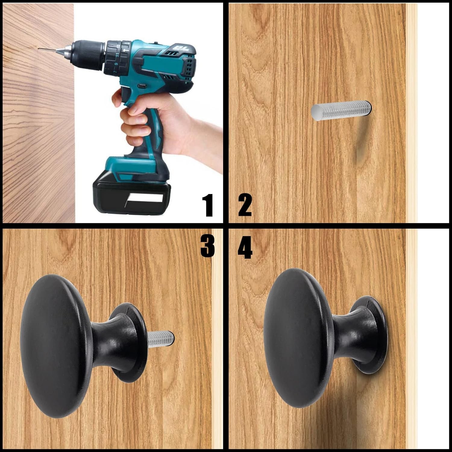 Zorfeter 10 Pcs Flat Black Cabinet Knobs Round
