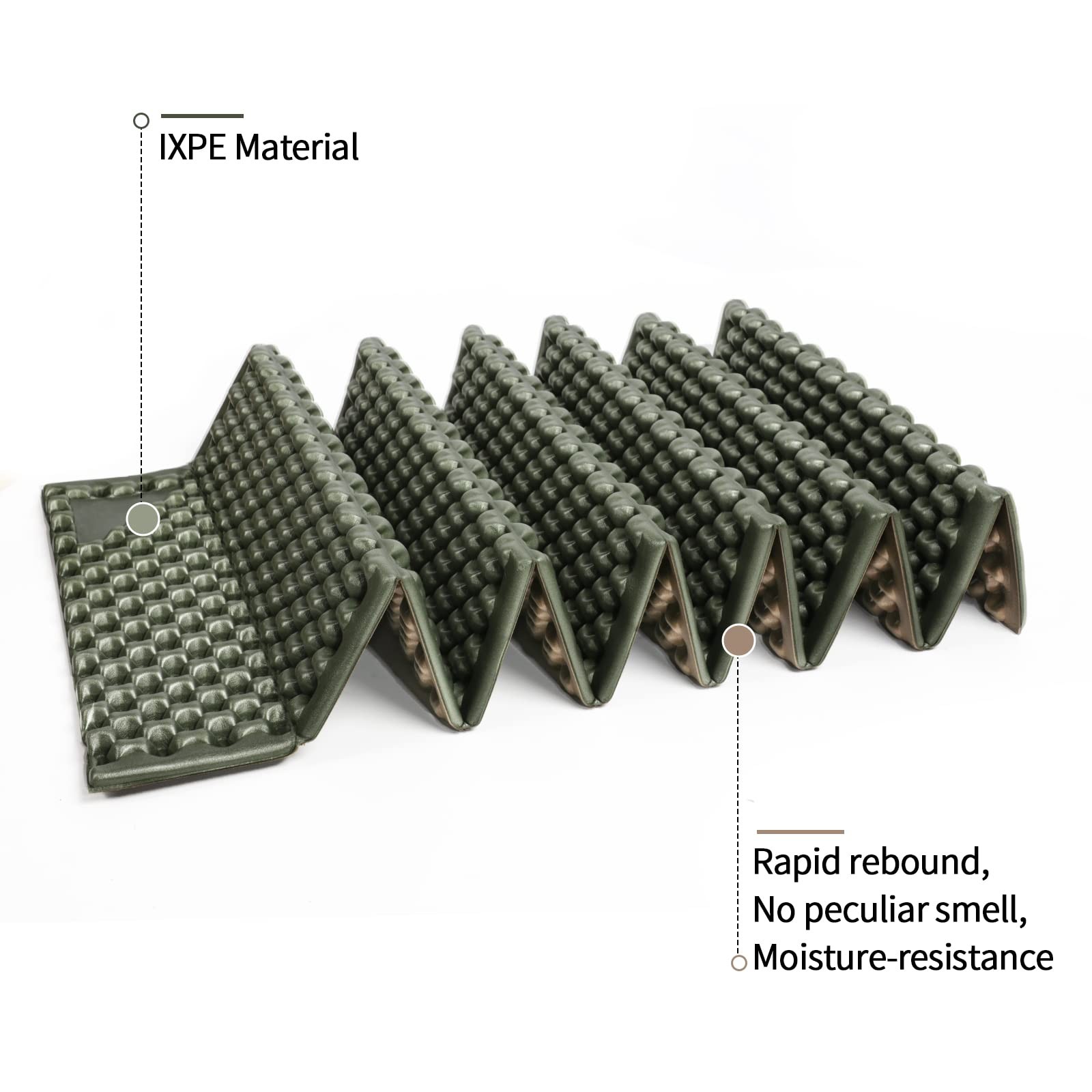 Foam Camping Pads for Hiking, Ultralight Closed Cell Large, Army Green-2Pack