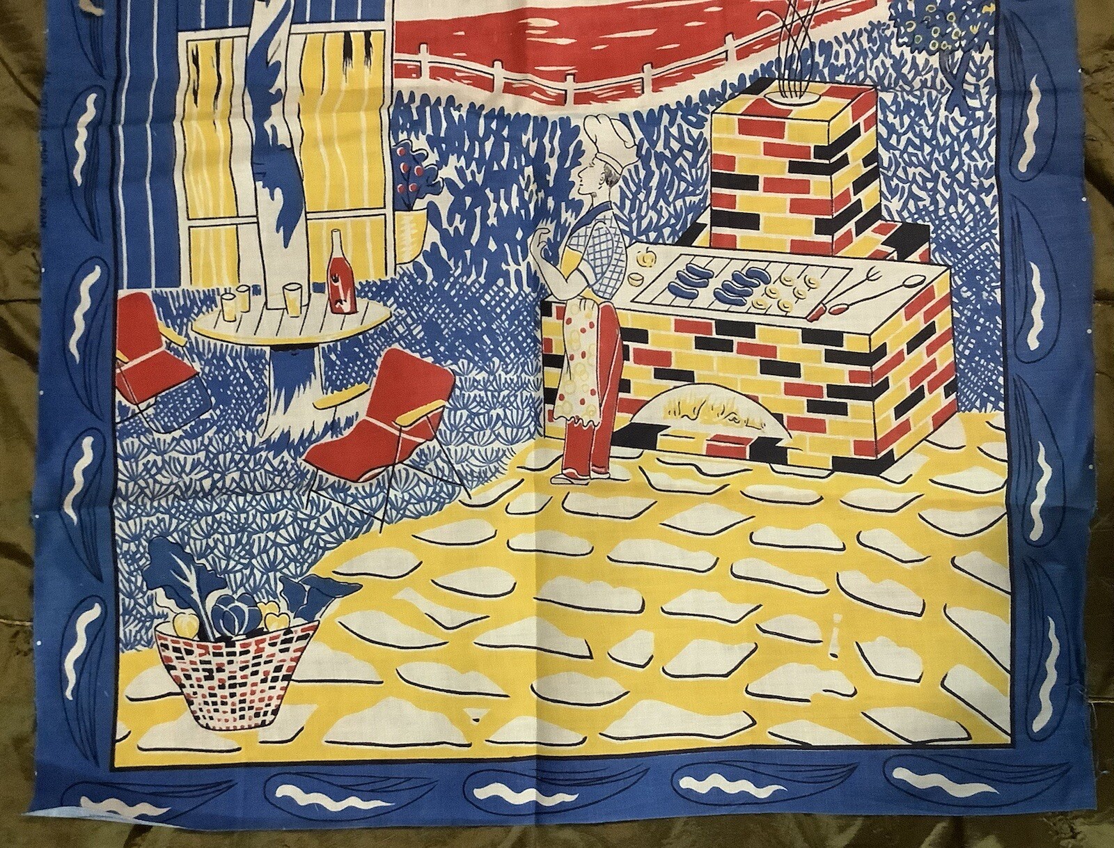 Japan New Weekend Barbecue BBQ Print All Cotton Panel