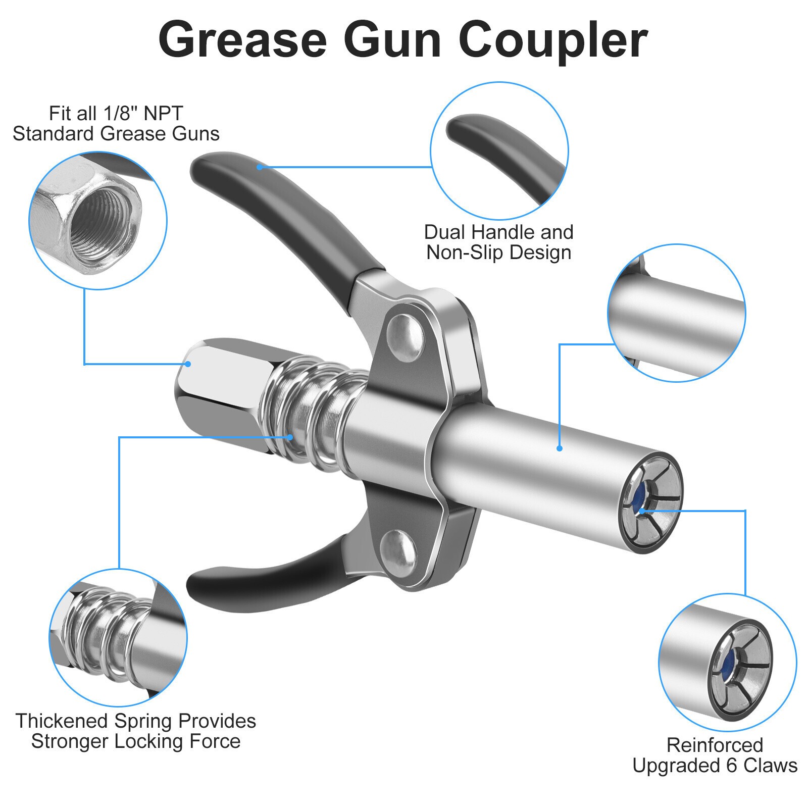 Grease Gun Accessory Kit 90 Degree Coupler Adapter Grease Needle Tips Dispenser-