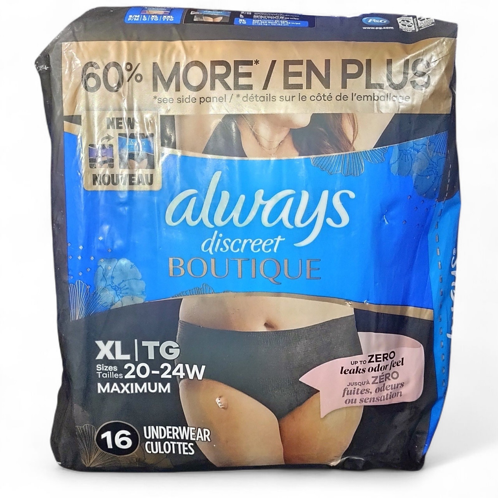 Always Discreet Boutique Incontinence / Postpartum Underwear for Women XL 20-24*