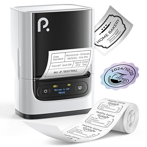 White PM220S Label Maker with Tape, Bluetooth, Easy to White
