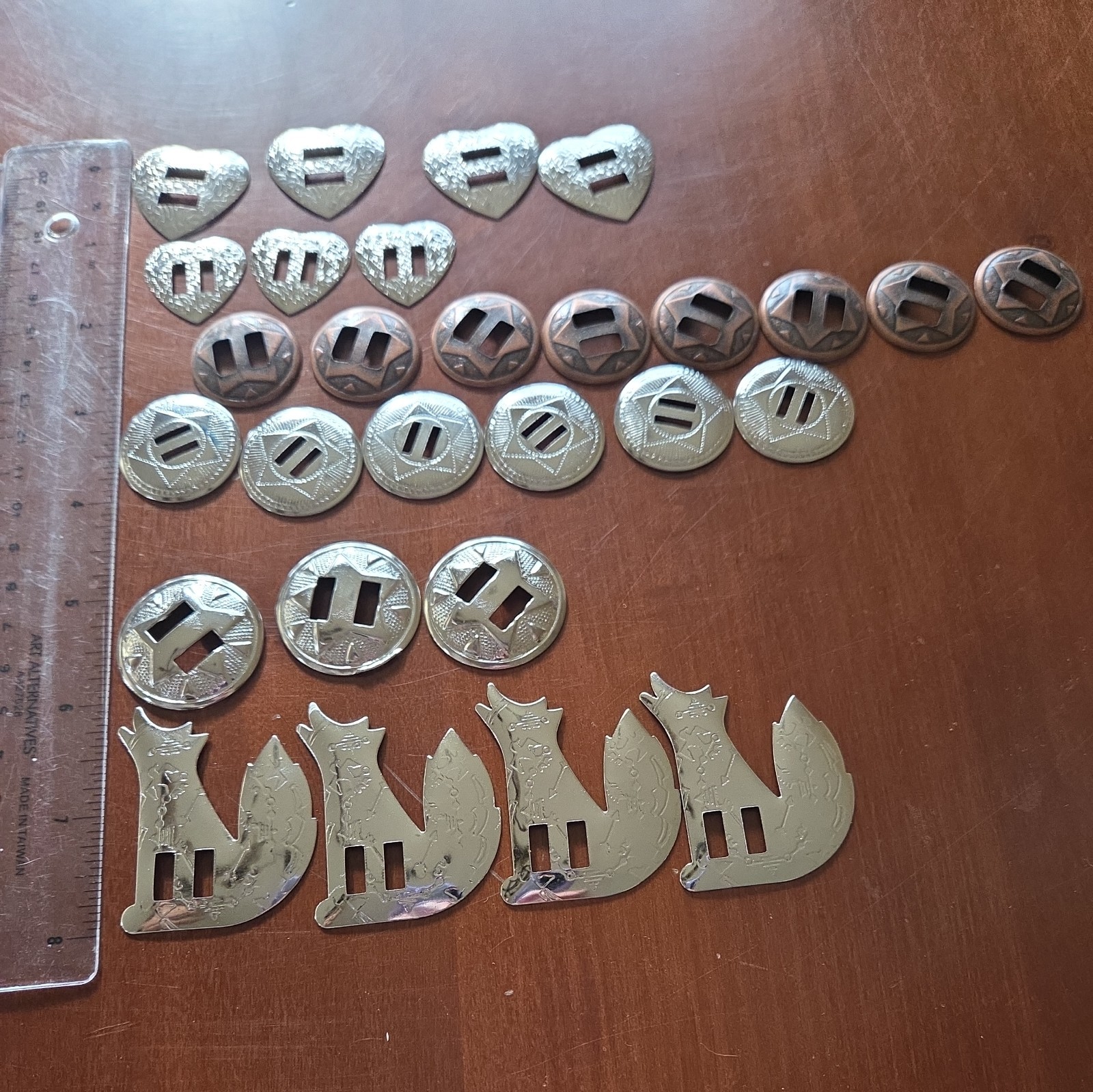 Vintage METAL CONCHO’S-SILVER/ Copper Lot of 44