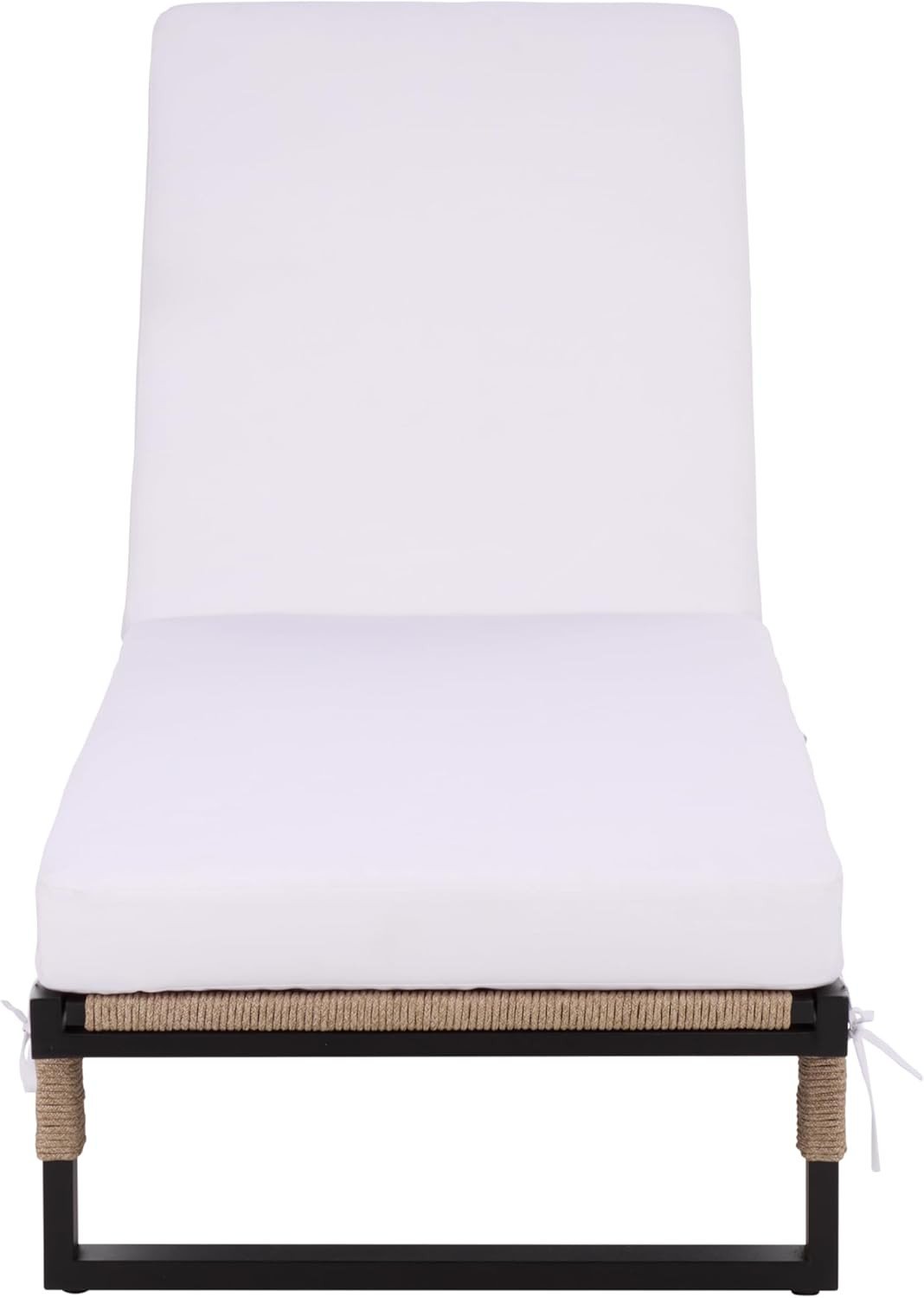Stylish Black & White Adjustable Outdoor Lounger with Cushion for Patio Relaxati