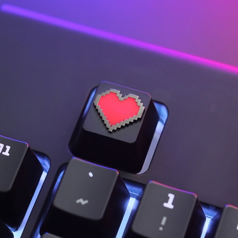 Pixel Heart Metal Keycap |Gamer Valentine Gift |Custom Mechanical Keyboard Esc