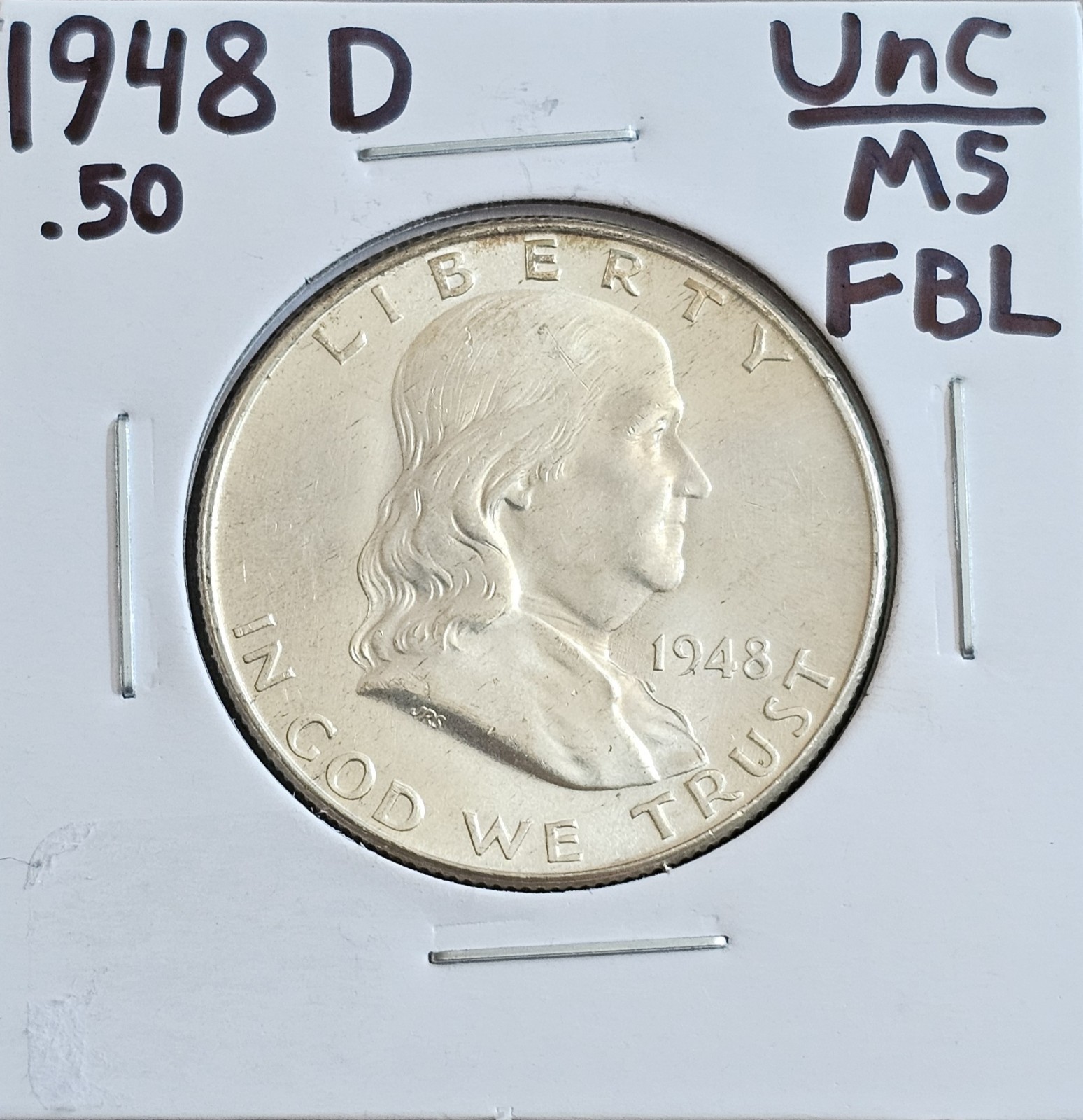 1948-D Franklin Half Dollar Unc/MS FBL