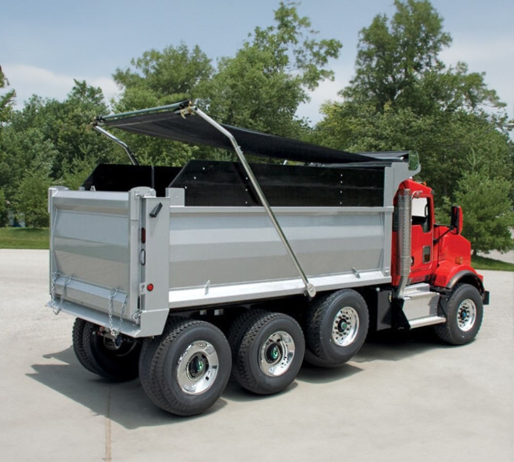 Complete Electric Aluminum 4-Spring Dump Truck Tarp System with 7' x 20' Mesh...