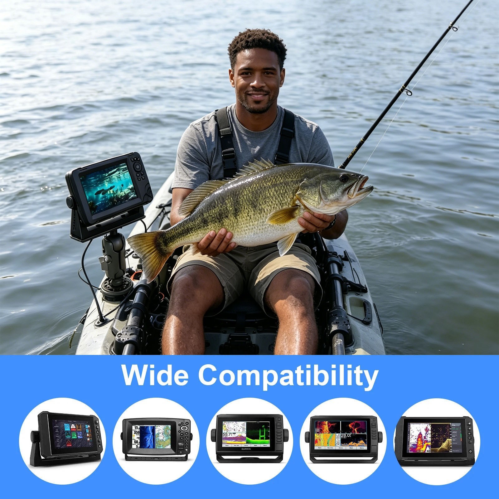 Adjustable Fish Finder Mount for Trolling 360 Quick Release Fits for Garmin