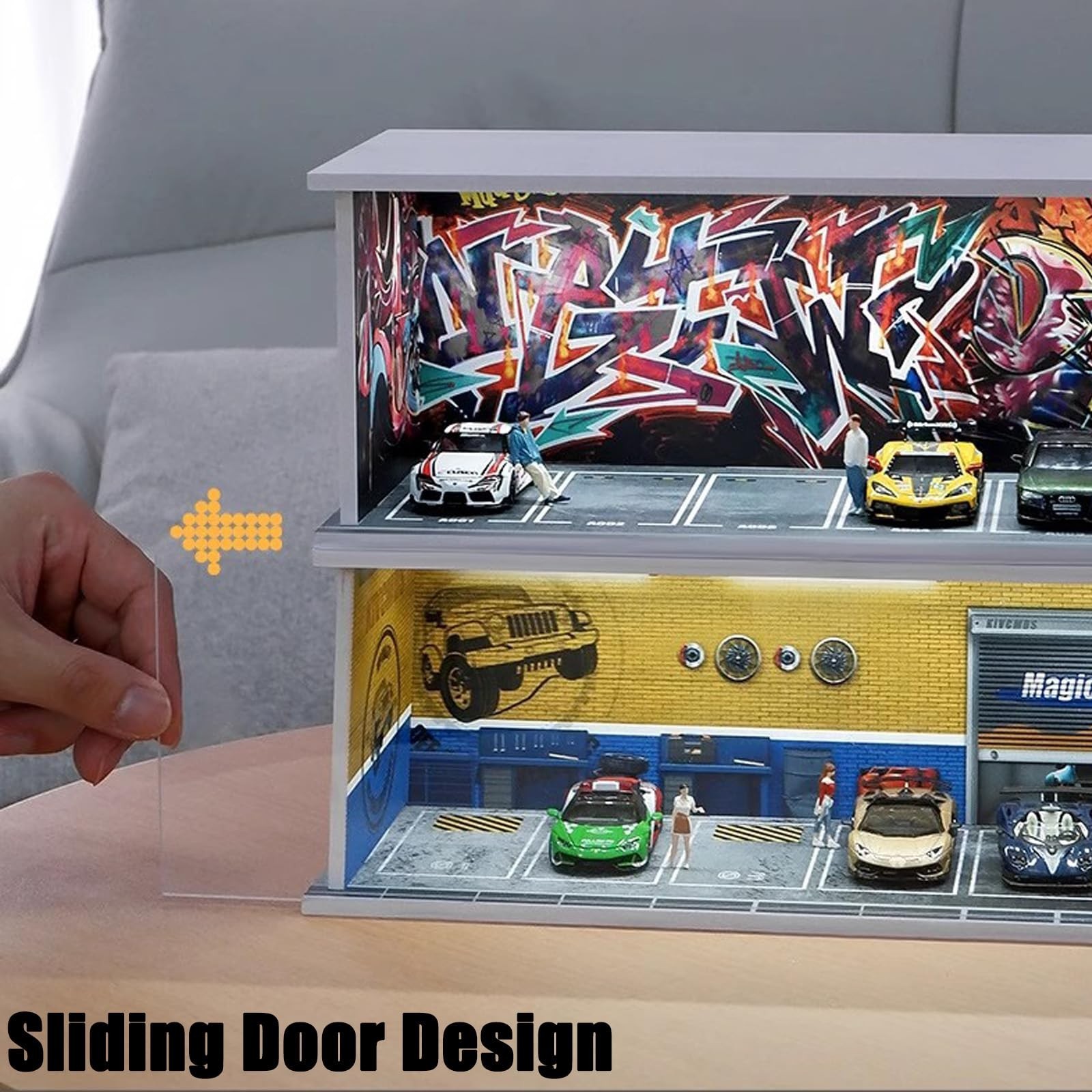 Display Case for Hot Wheel with LED Light Stackable Mega Garage Storage for 1...