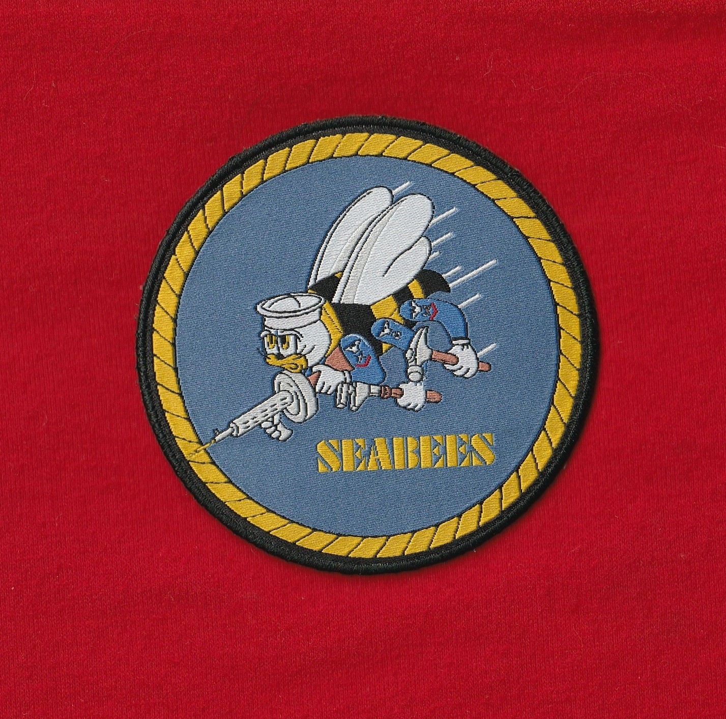 Vintage SEABEES Iron-on Patch Naval Construction Force US Navy NCF NOS