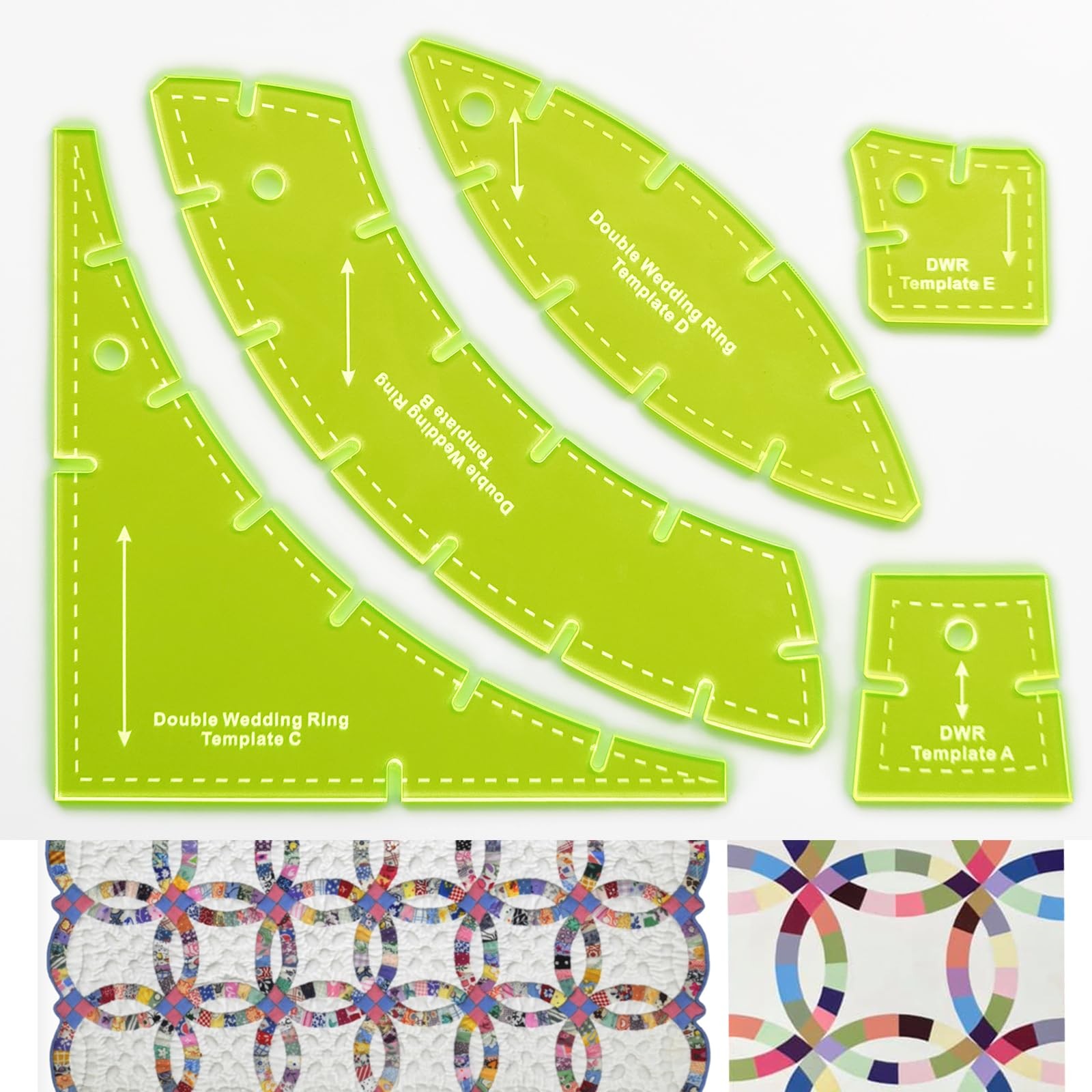 Quilting Templates Slit N Sew Double 4 inches x 10 inches, Fluorescent Green