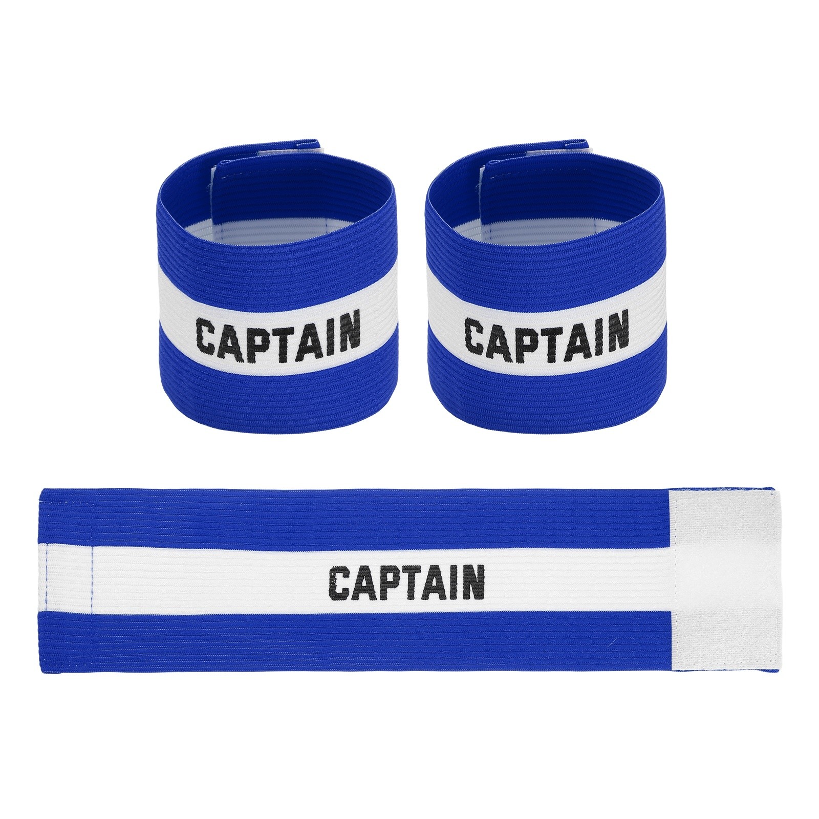 3Pcs Soccer Captain Armbands,  Adjustable Captain Bands, Blue&White