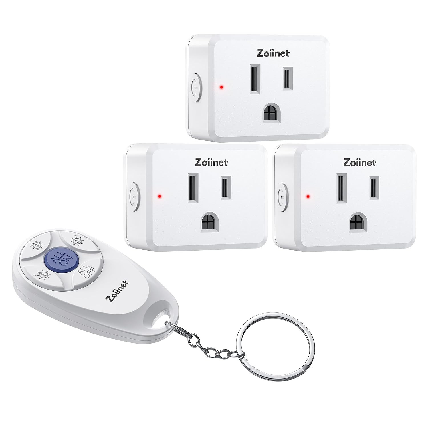 Mini 3-Gang Remote Control Outlet Plug Switches, Mini Key Design, Expandable Wir