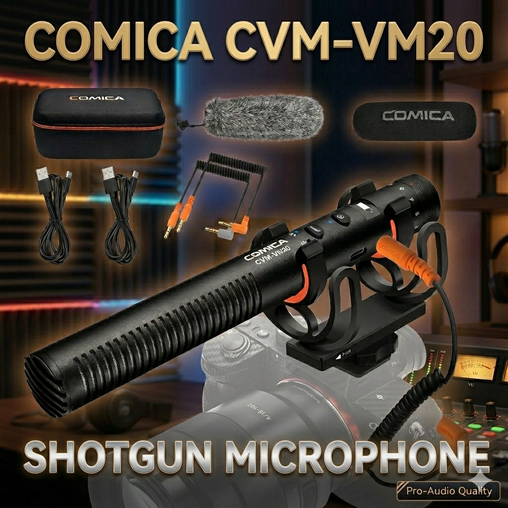 Comica CVM-VM20 Shotgun Microphone Super Cardioid 3.5mm Camera DSLR Video Mic