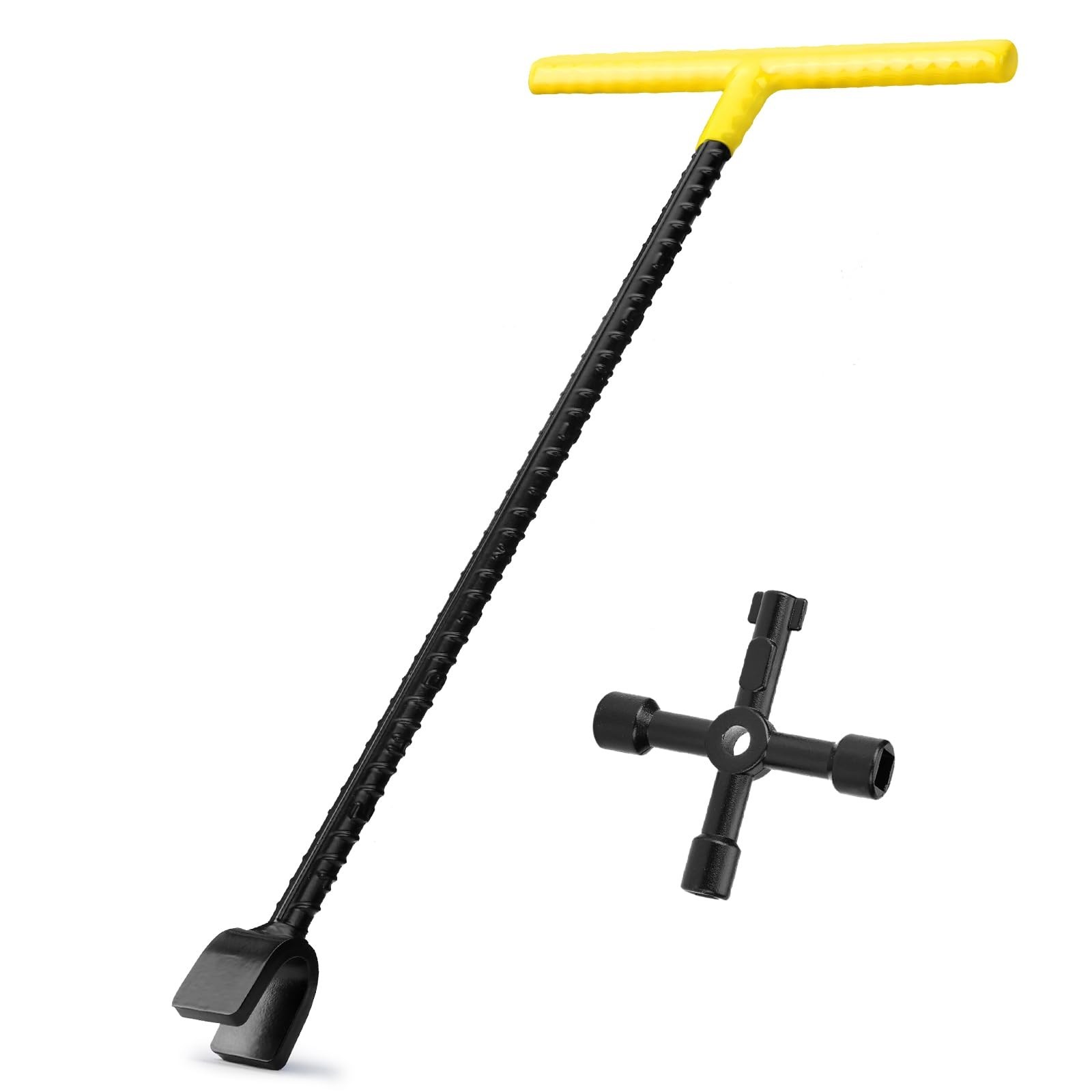 Water Meter Key 16 Inch with 4-Way Utility Key, T-handle Water Shut Off Tool ...