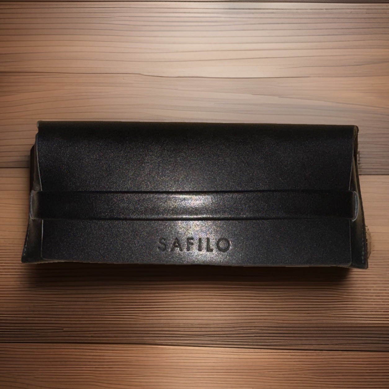New Safilo Sun Glasses Case, Optical Case, Black Leatherlike