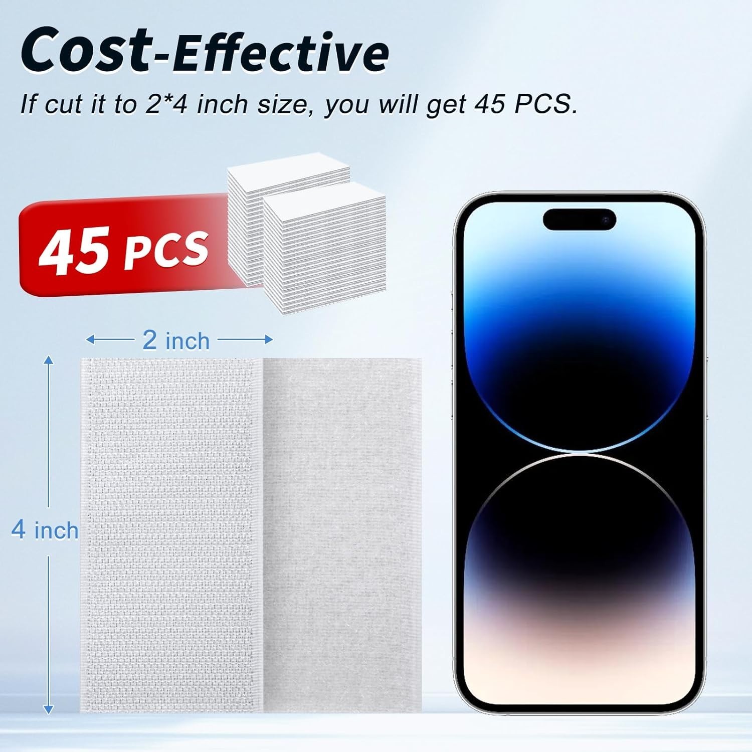 2 Inch X 15Ft Hook and Loop Strips with Adhesive, Double Sided Self Adhesive, Ny