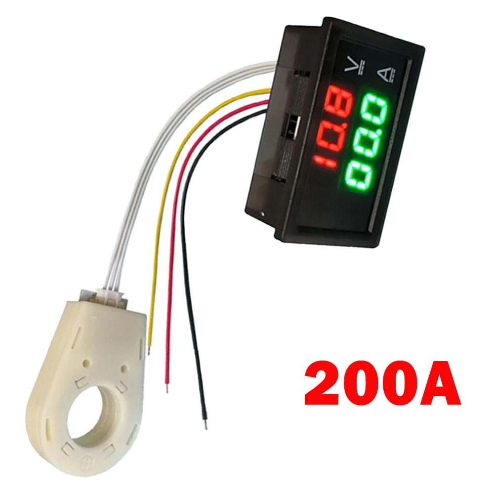 200A 0.2A Hall Current Voltmeter Dual Digital Display DC 5V-100V DC 0-300V ± USA