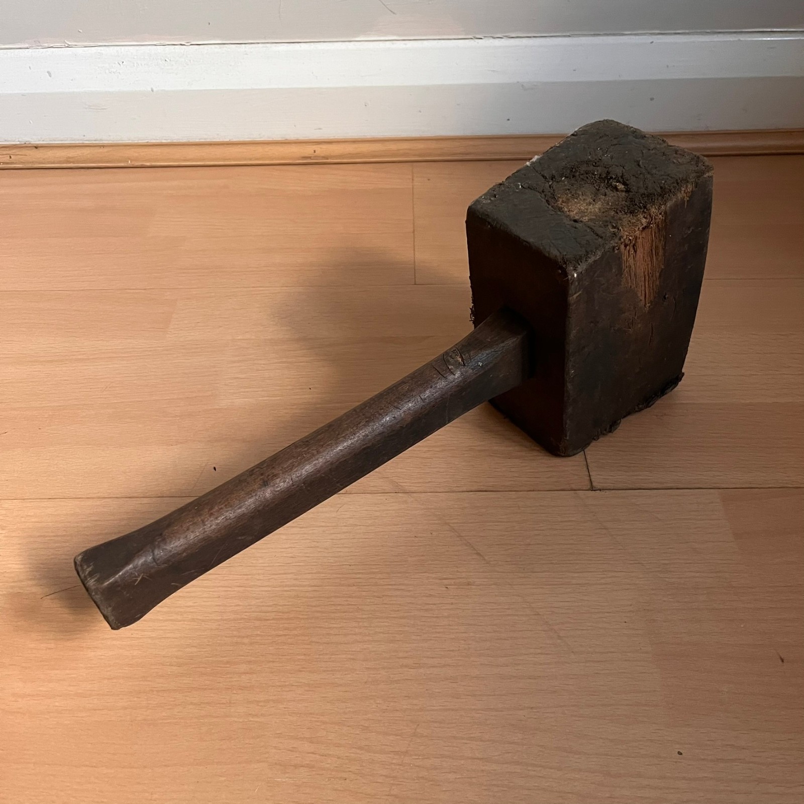 Vintage Traditional Wooden Mallet Carpentry Woodwork Tools Good Patina 13"