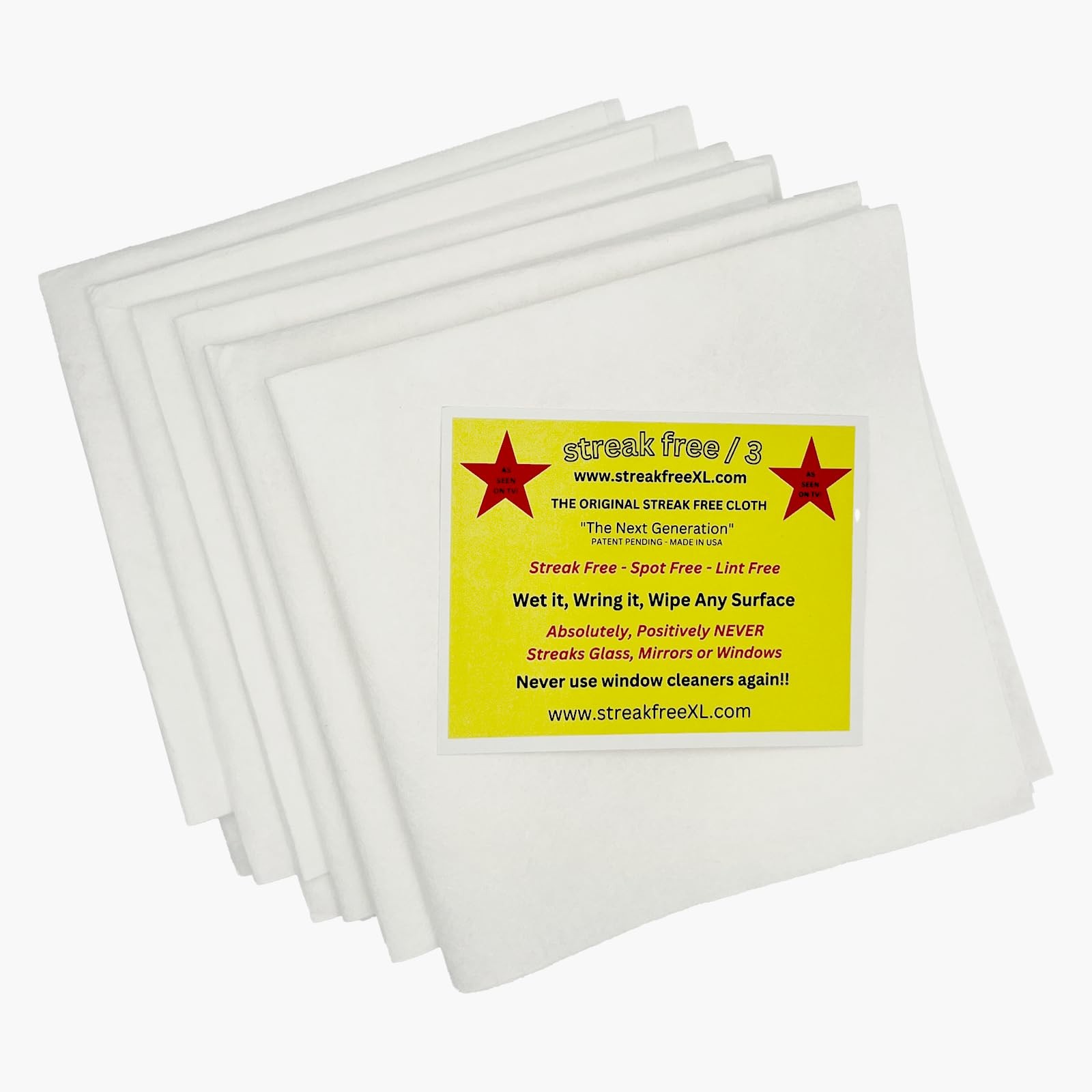 Streak Free/3 Microfiber Glass Cleaning Cloth, 6 Pack, Lint Free & Reusable