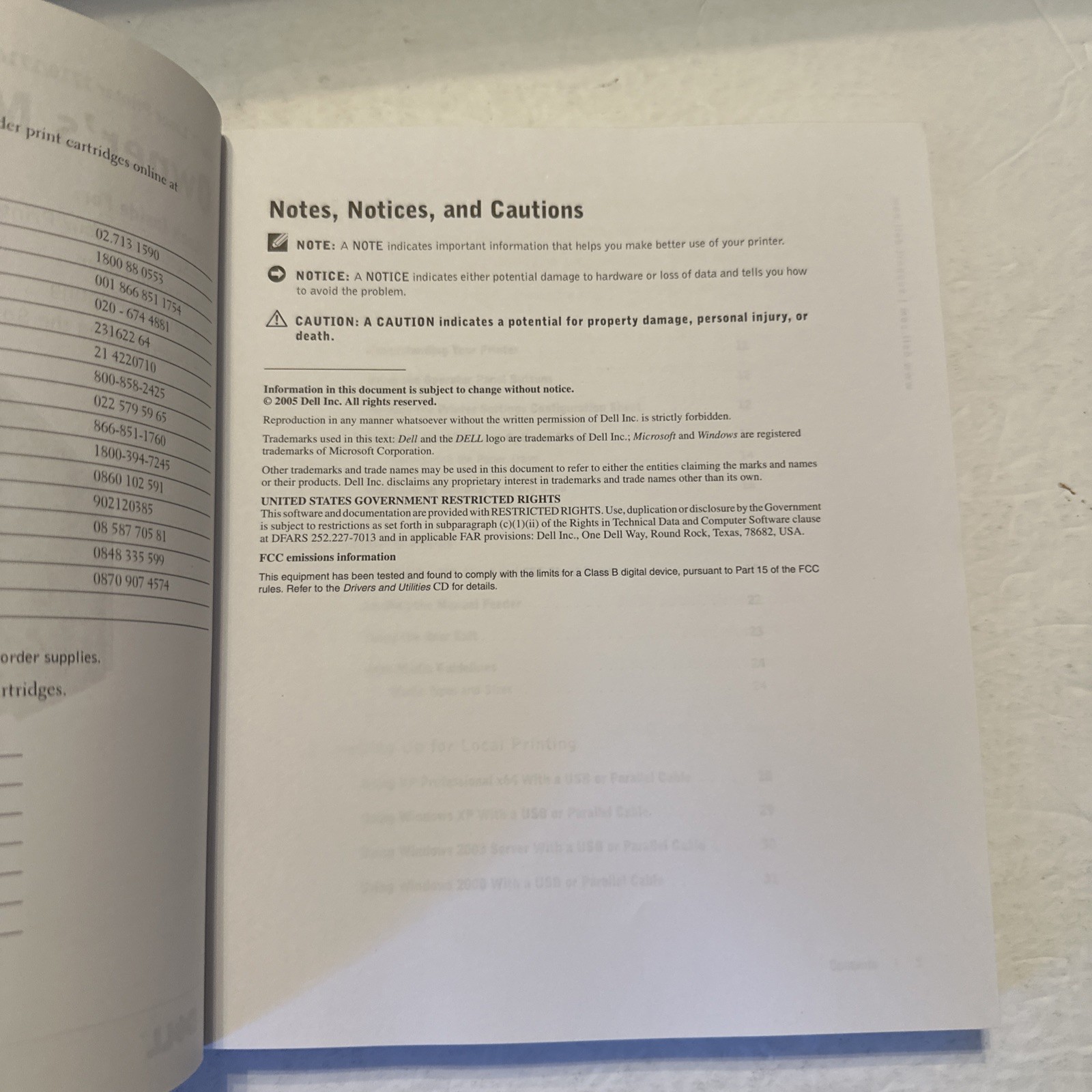 Dell 1710 Laser Printer Owners Manual 2005