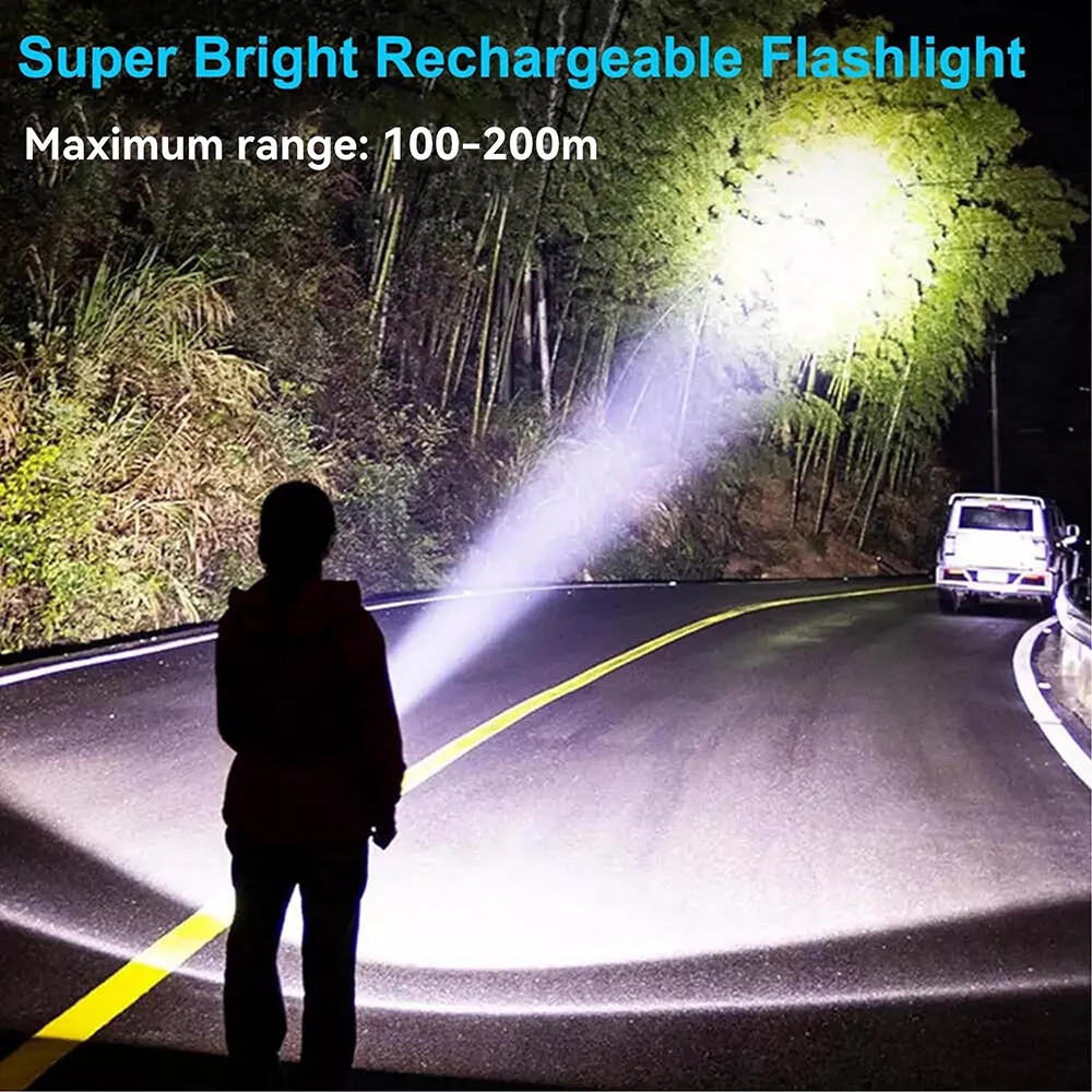 350000000 Lumen Super Bright LED Tactical Flashlight Rechargeable LED Work Light