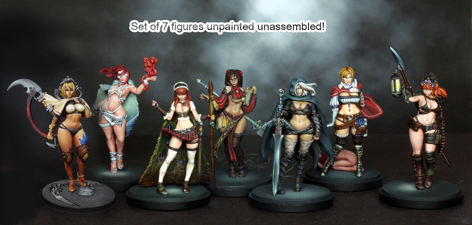 █ 30MM Resin Kingdom Death Pinups of Death 7 Figures Unpainted Unbuild KD004