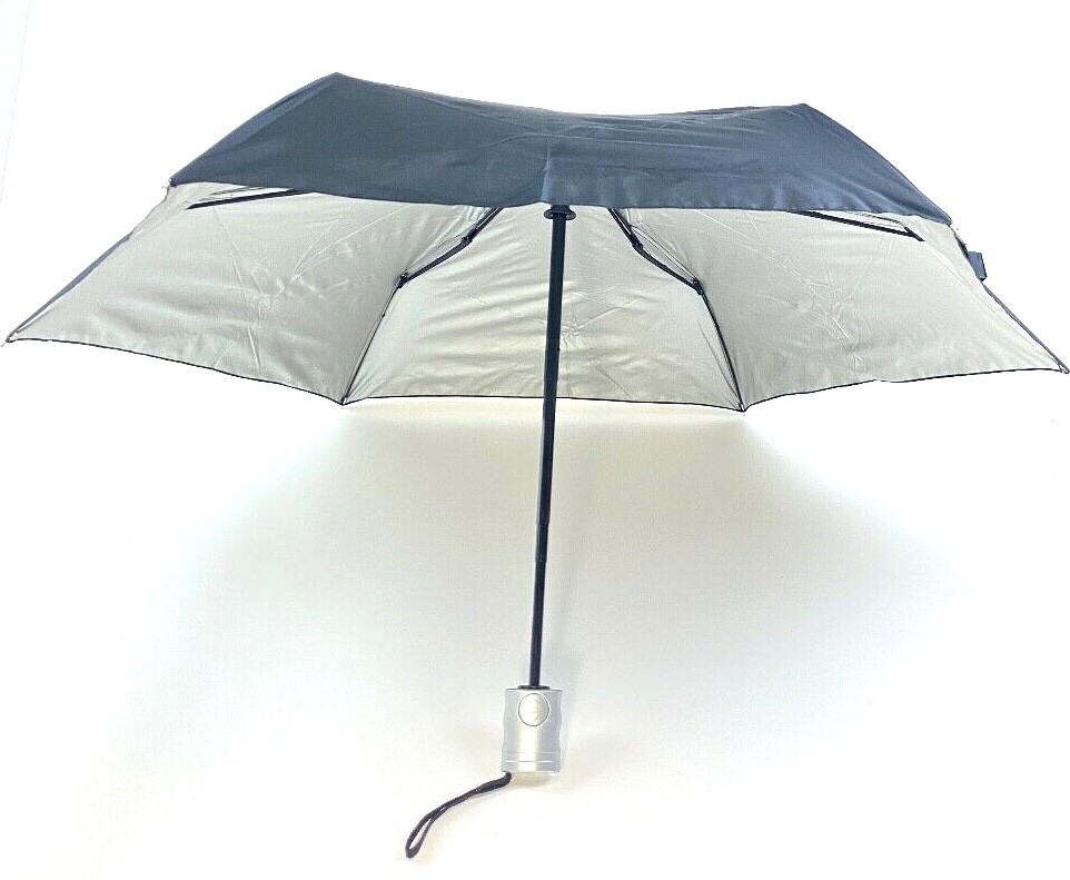 Shaper Image Compact Flat Travel Umbrella Auto Open Close UV Lining