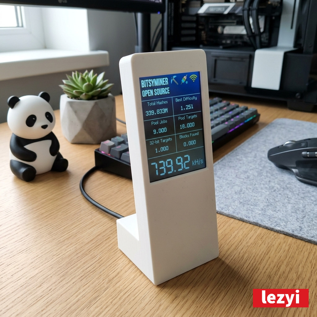 Lezyi Bitcoin Miner 800 Khs  Open Source Miner Nerd Miner White Stand Case 2.8in