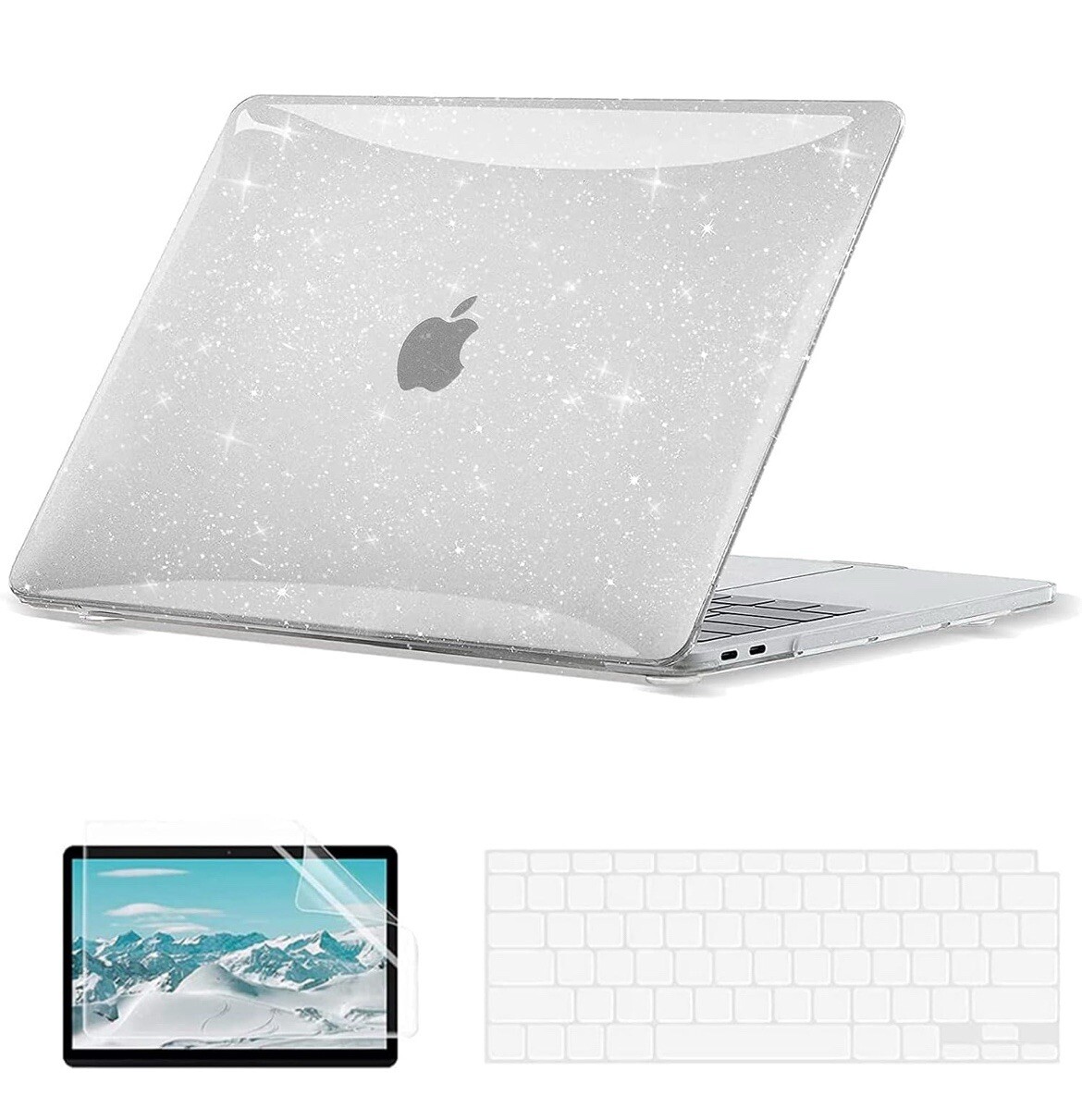 EooCoo Glitter Hard Case Compatible with MacBook Air 13 inch M1 Chip 2021-2018